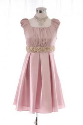 ローズピンク☆ウエストモチーフドレス