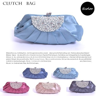 パールデコレーションがま口パーティークラッチバッグ