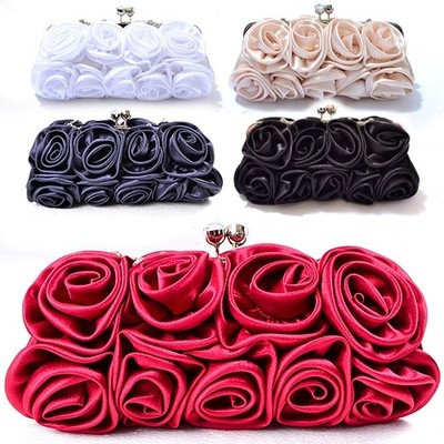 ローズコサージュパーティークラッチバッグ