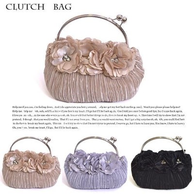 アコーディオンプリーツのがま口パーティークラッチバッグ