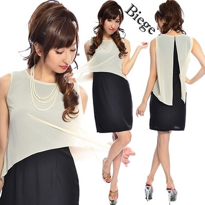 レイヤードシフォンシンプルパーティーミニドレス