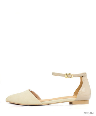 RANDA （ランダ）コンビマテリアルアンクルストラップフラッツ