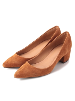 スエードチャンキーヒールパンプス