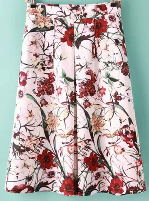 ホワイトフローラルAラインスカート