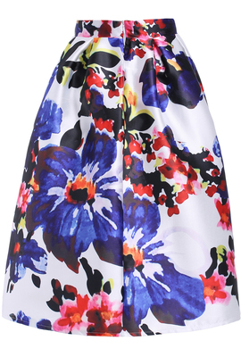 多色花フレアミディスカート 