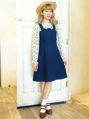 スカラップデニムジャンスカ