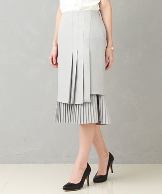 リネンライクタックアンドプリーツスカート