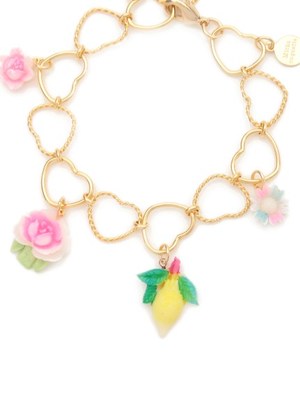 Michu coquette (ミチュ コケット)  vintageレモンのハートチェーンブレスレット