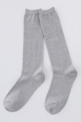 綿混平無地ハイソックス