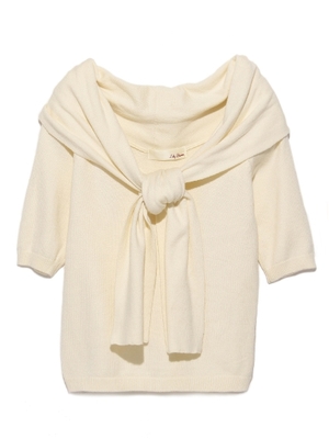 タイ付きニットオフショルトップス