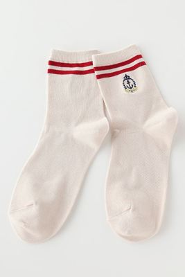 2本ラインプレッピー刺繍ソックス