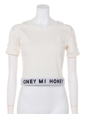 logo open shoulder T-shrit