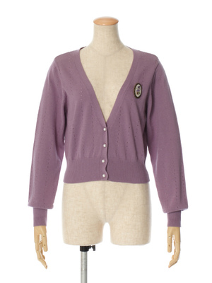 【ご予約】パンジー刺繍ブローチVネックカーディガン/an another angelus