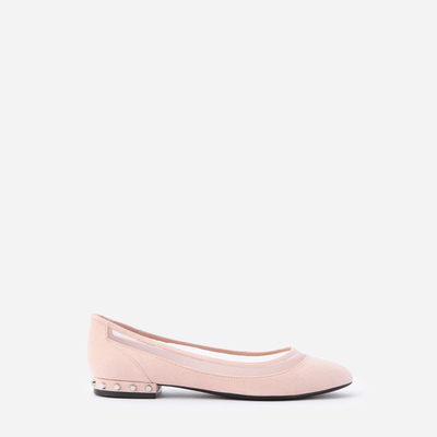 スタッズヒールフラットシューズ