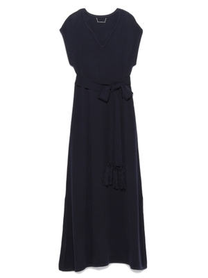 Vネックニットロングワンピース