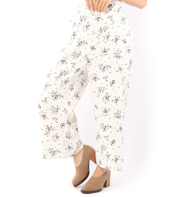 小花柄プリントタックパンツ