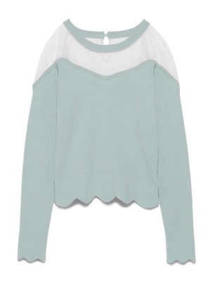 チュール切り替えニットトップス