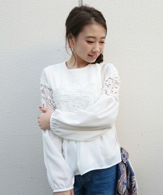 レース切り替えブラウス