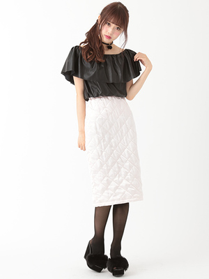 キルティングペンシルスカート
