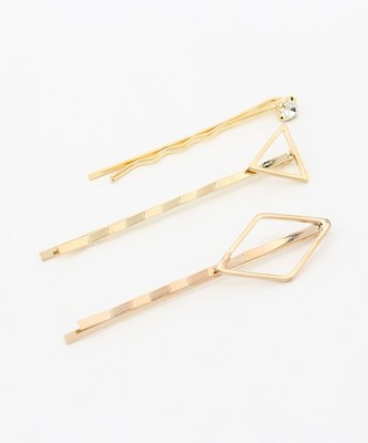 ビジュー＆スクエアヘアピンセット