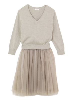 FRAY I.D (フレイアイディー) チュールコンビVネックニットワンピース