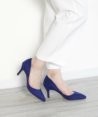 スエードポインテッドトゥヒールパンプス