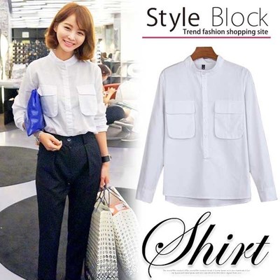 胸ポケット付きブラウス