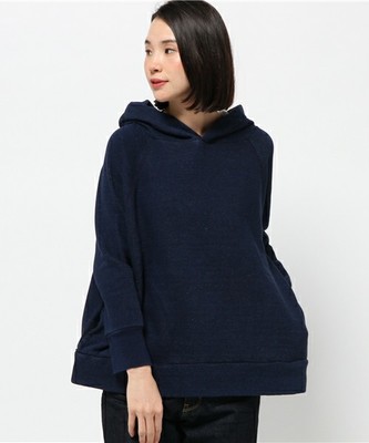 インディゴふわふわ裏毛フード