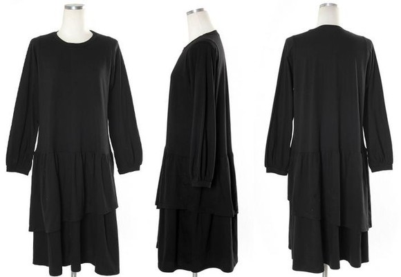 シャーリング斜めレイアードワンピース全2色