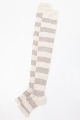 おやすみ着圧モールボーダー柄ニーハイソックス