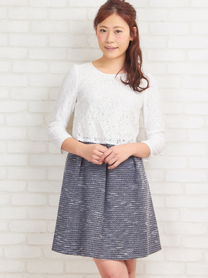 レースドッキングワンピース