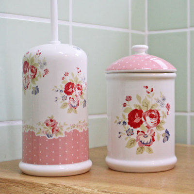 陶磁器トイレポット＆ブラシセット 