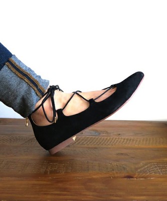 Esmeralda / mio notis レザー編み上げポインテッドトウ