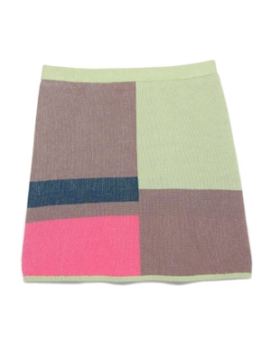 カラーブロックスカート