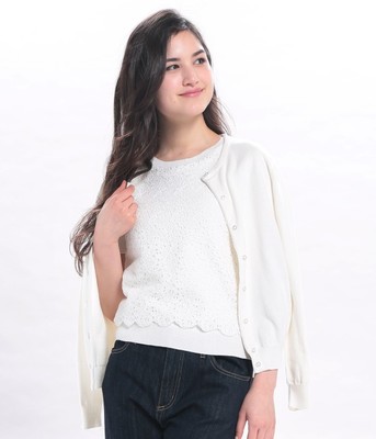 ViS（ビス） 【2点SET】綿アクリル前身レースアンサンブル