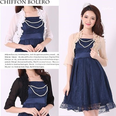 七分丈シフォンパーティーボレロ