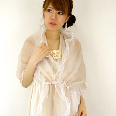 パール付き2重オーガンジーショール