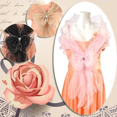 パールリボン付きシンプルショールストール