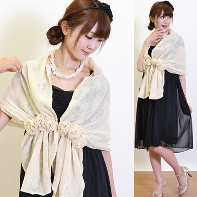 お花モチーフレースシフォンショール