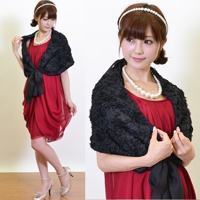 お花モチーフ×シフォンリボンショール