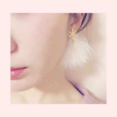 2way 雪の結晶ファーピアス myuun