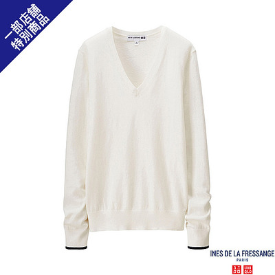 WOMEN コットンカシミヤVネックセーター(長袖)+E