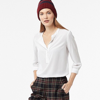 WOMEN レーヨンエアリースタンドブラウス(7分袖)