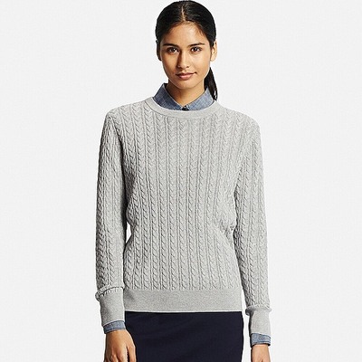 ＷＯＭＥＮ　コットンカシミヤケーブルクルーネックセーター（長袖）