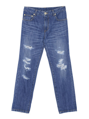 denimクラッシュテパードパンツ