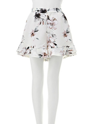 フラワープリントフリルショートパンツ