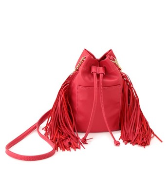 フリンジ付き巾着ミニショルダーバッグ