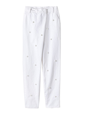 お花ワッペン付きデニムパンツ