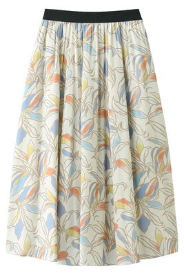 リーフ柄ギャザースカート