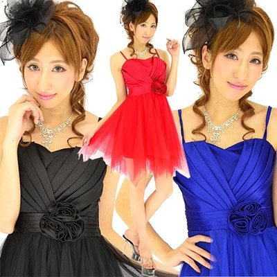 上質サテンチュール重ねふんわりパーティードレス